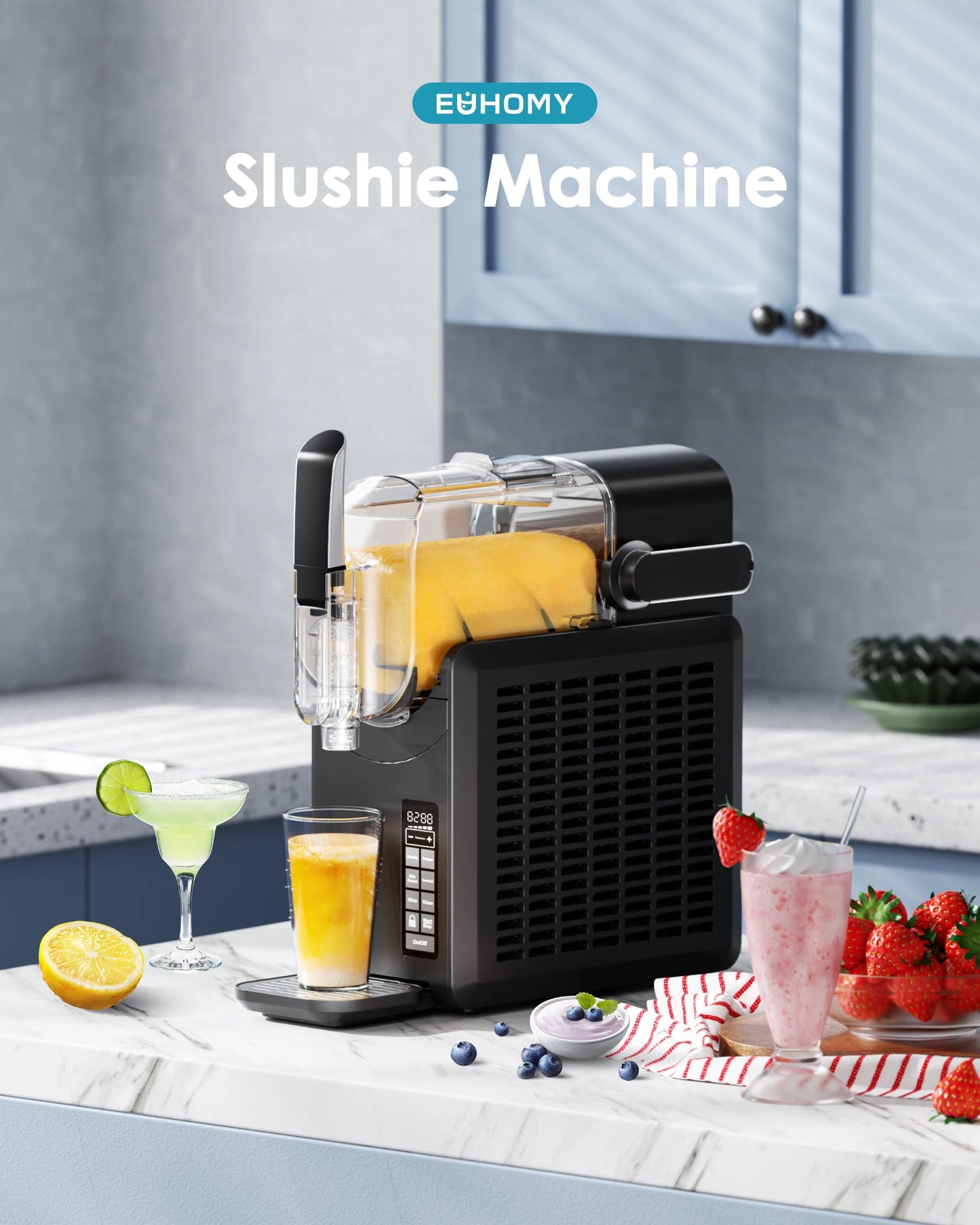 SIMZLIFE No Ice Needed 88 oz Slushie Machine Professional Frozen Drink Maker for Home with Self-Cleaning Function 5 Programs Ohberri