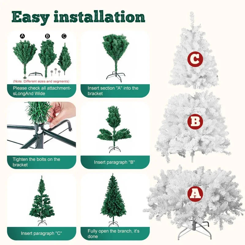 White Christmas Tree with Metal Base – Fluffy PVC 1000 Branches Ohberri