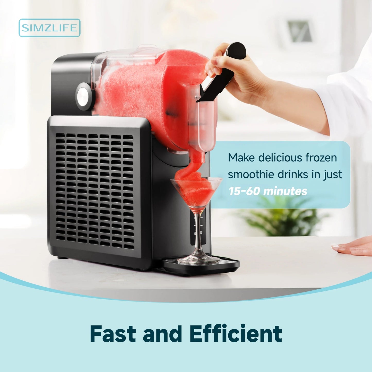 SIMZLIFE No Ice Needed 88 oz Slushie Machine Professional Frozen Drink Maker for Home with Self-Cleaning Function 5 Programs Ohberri