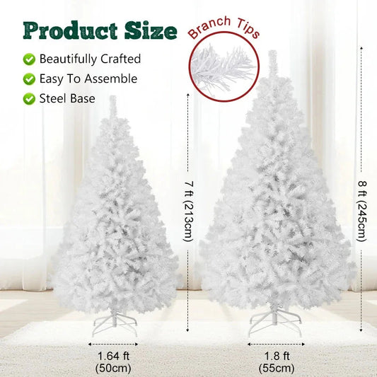 White Christmas Tree with Metal Base – Fluffy PVC 1000 Branches Ohberri