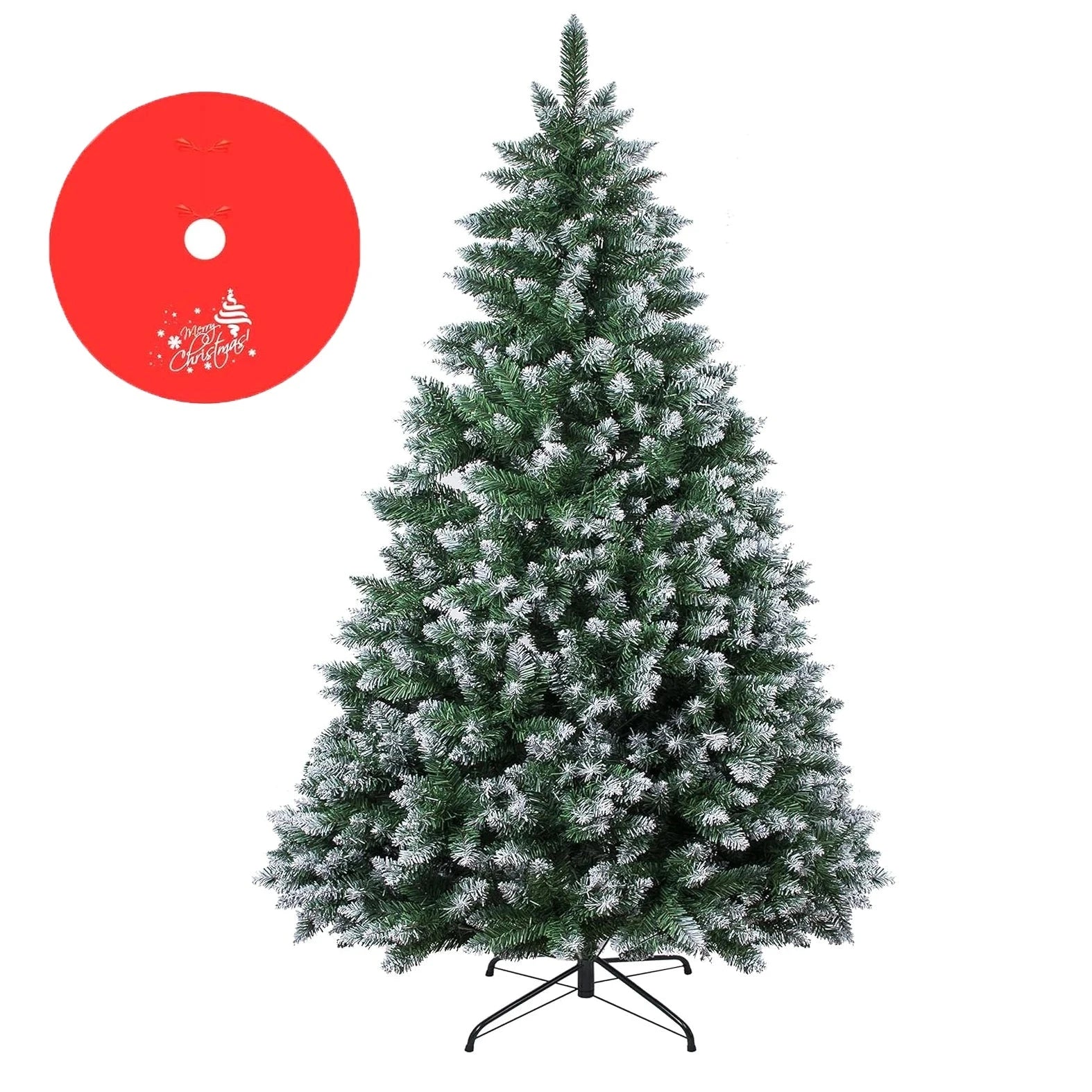 7ft Artificial Christmas Tree with Snow Flocked W/1000 Branch Tips -Green & White Ohberri