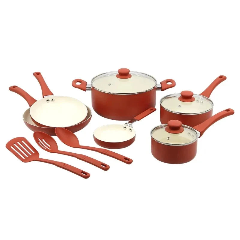 12 Piece Nonstick Aluminum Alloy Cookware Set, Blue Ohberri