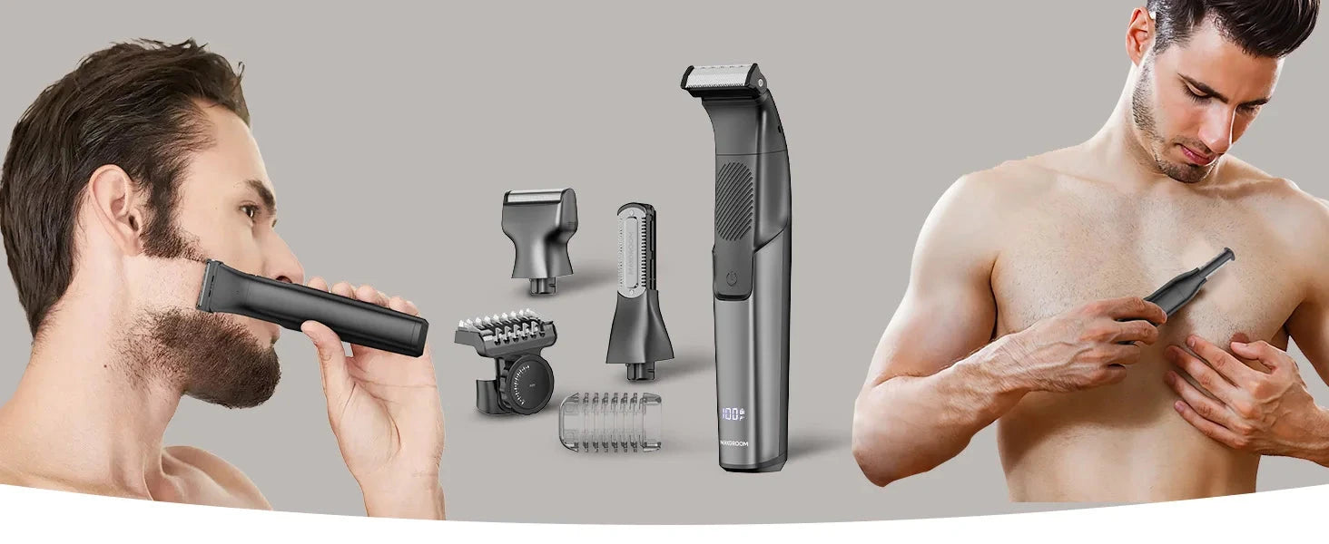 3 in 1 Men Bidirectional Body Hair Trimmer Electric Shaver IPX6 Waterproof Double-edged Razor Ohberri