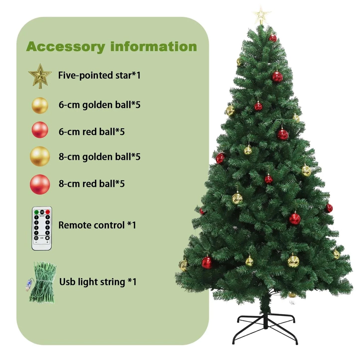 6FT 7FT Artificial Christmas Tree with Lights Remote Control Ohberri
