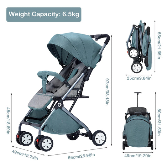Lightweight Stroller W/ 5-Point Harness, Adjustable Backrest - Ohberri