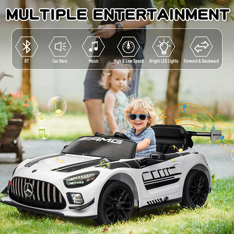 12V Licensed Mercedes-Benz GT3 Kids Ride on Car with Remote Control, Music - Ohberri