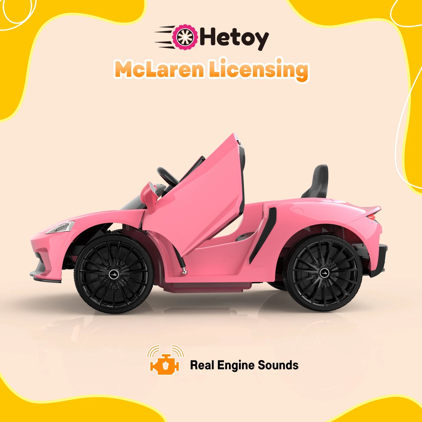 12V Licensed McLaren Battery Powered Sports Car with 2 Speeds, Parent Control - Ohberri