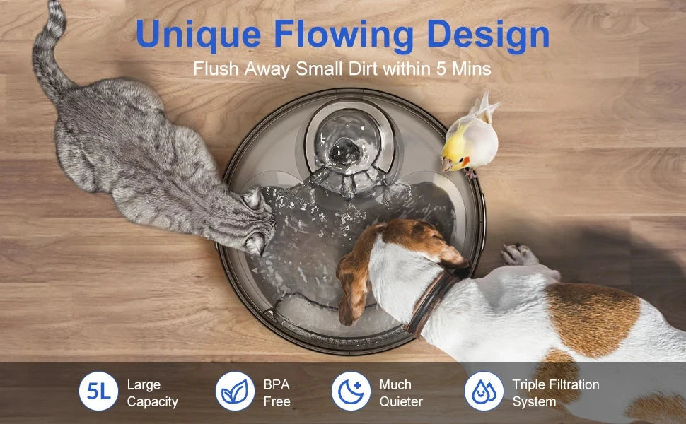 Pet Fountain, 170oz/1.3Gallon/5L Large Automatic Water Dispenser Ohberri