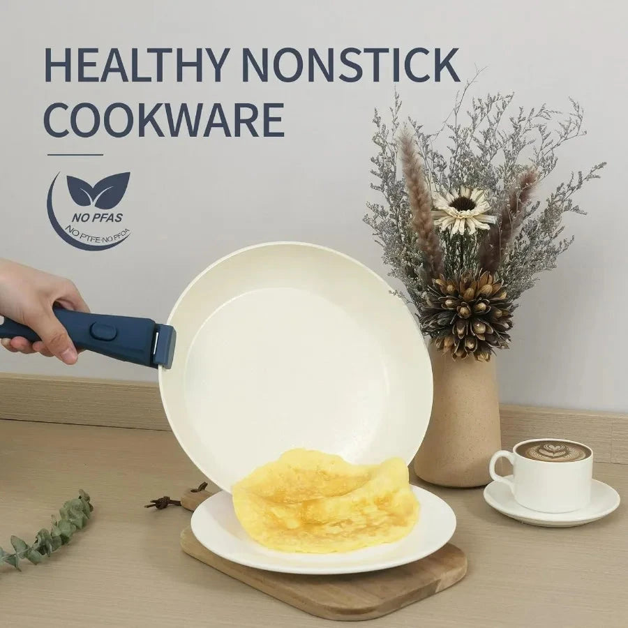 23pcs Ceramic Pots and Pans Set with Nonstick Surface and Detachable Handles for Induction Ohberri