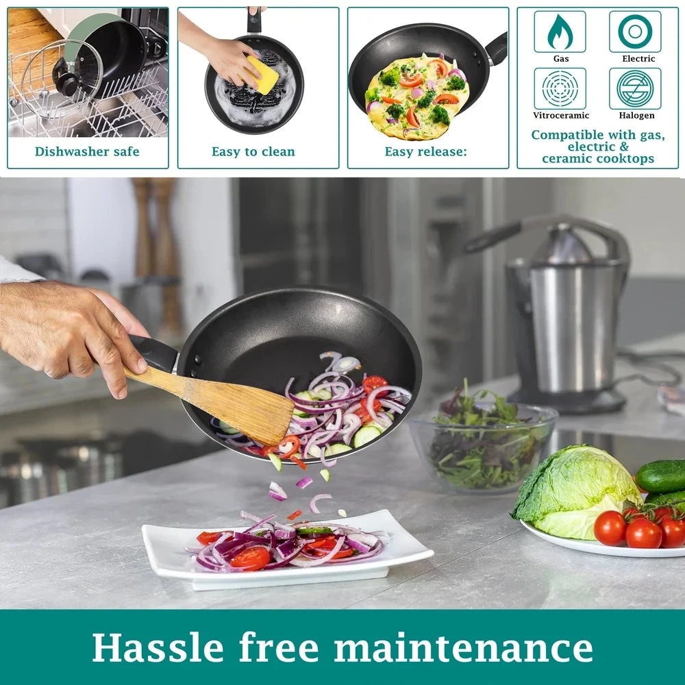 7 Piece Nonstick Cookware Set Aluminum Kitchen Pots Pans Lightweight Ohberri