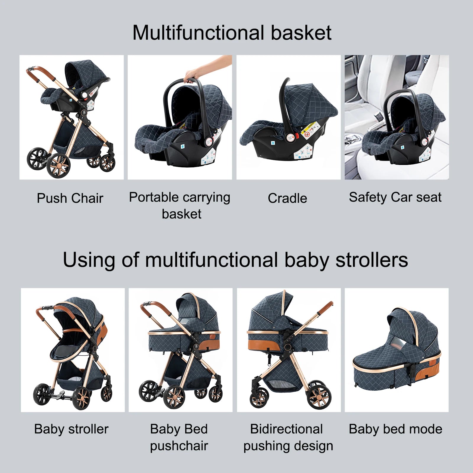 3 in 1 Baby Stroller - Ohberri