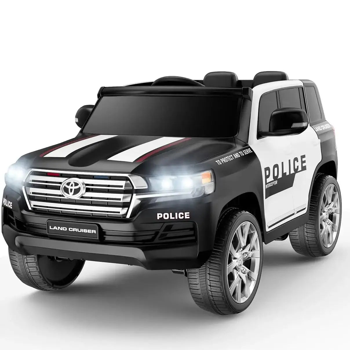 Toyota 12V Police Car 2-Seater Ride On w/Remote, 4WD, Siren, LED, Bluetooth Ohberri