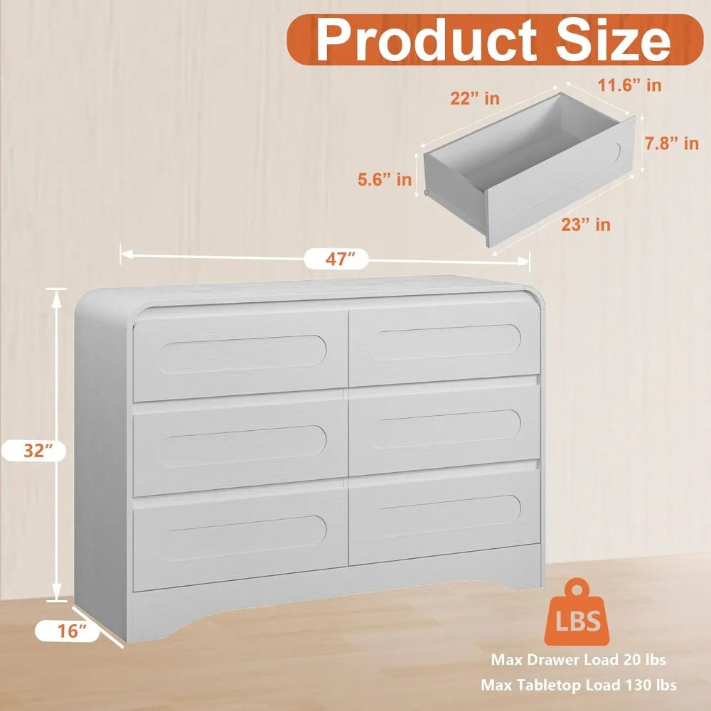 4 Pcs Bedroom Set, Dresser and Nightstand Sets, Including Modern Wooden Tall 6 Drawer Dressers - Ohberri