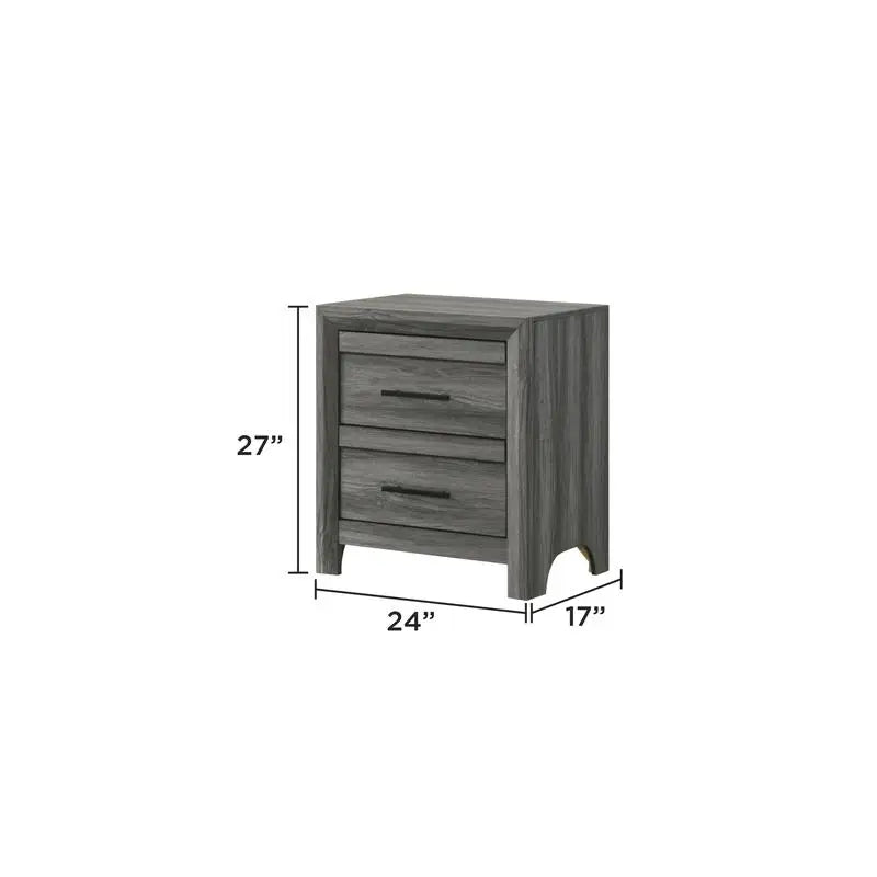 Gray 5-Piece Full Bedroom Set Made of Wood, Modern Design - Ohberri