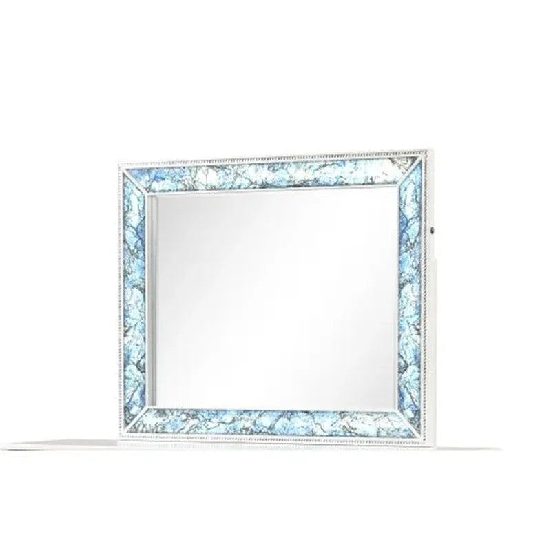 5 Pc King Upholstered Bedroom Set with Wood and Crystal Accents in White - Ohberri