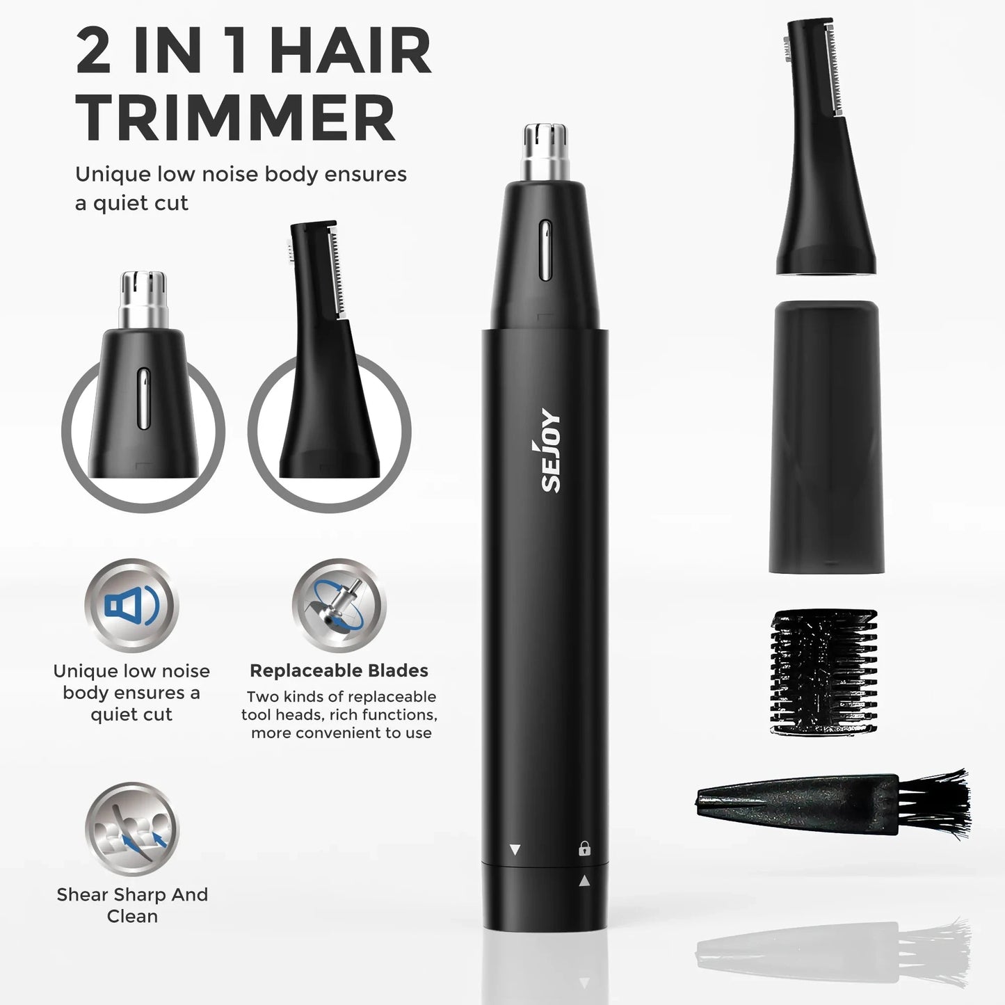 2-IN-1 Nose Hair Trimmer Men Women Ear Hair Trimmer Small Electric Trimmer Ohberri