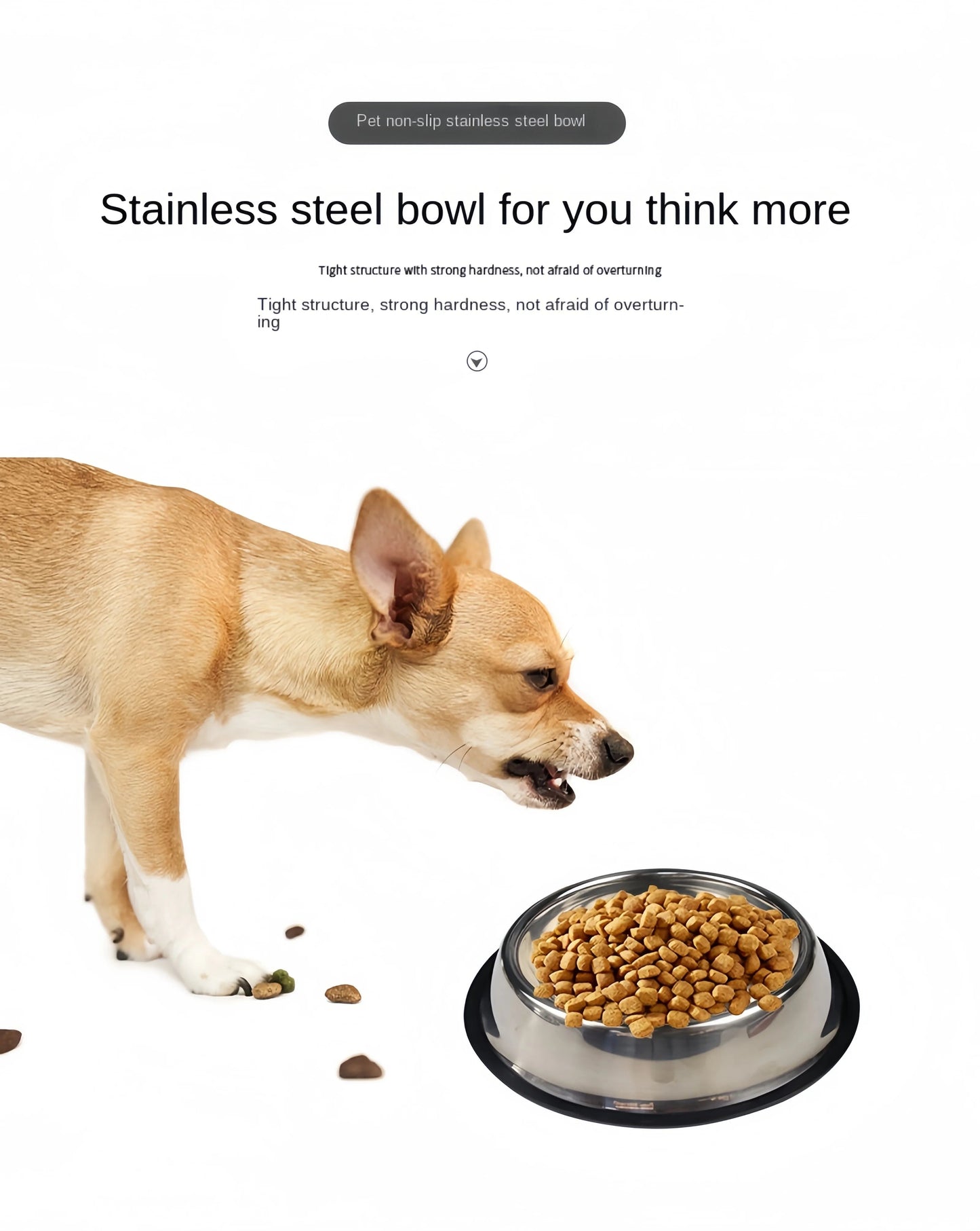 Pet Dog Cat Stainless Steel Bowl Pet Feeding Bowl Cat and Dog Drinking Bowl Metal Feeder Bowl Durable Easy To Clean 6 Sizes Ohberri