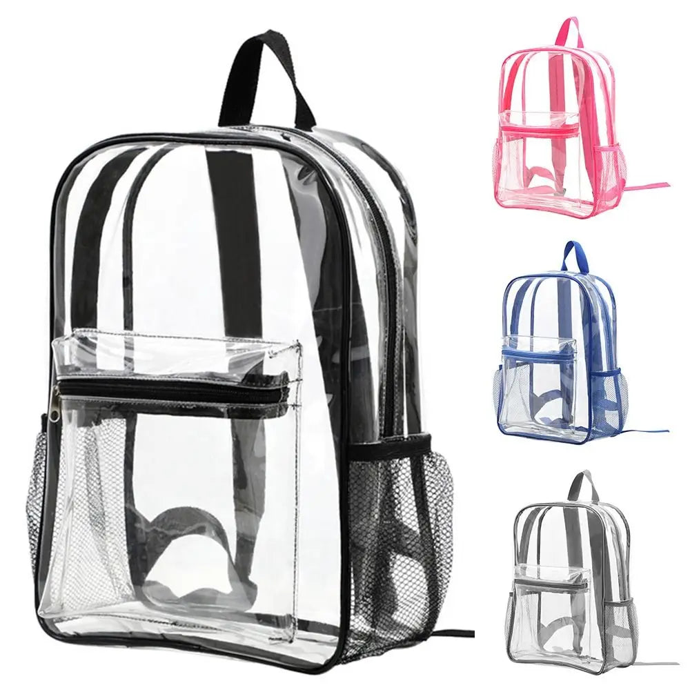 Transparent PVC Outdoor Sports Fitness Knapsack Casual Travel Visible Backpack Large Capacity Waterproof Shoulders Bag - Ohberri
