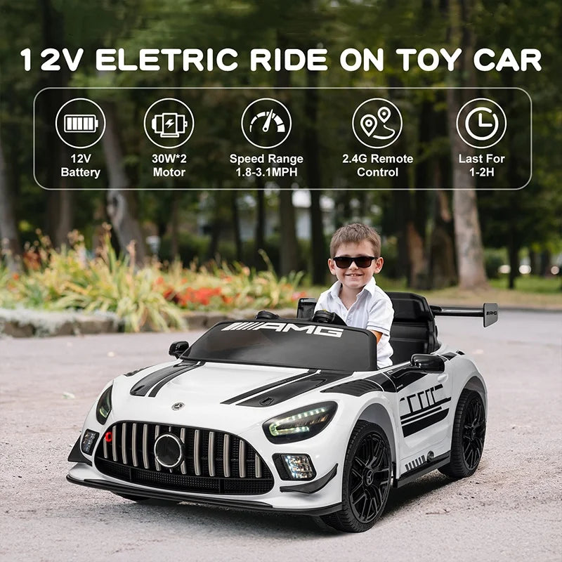12V Licensed Mercedes-Benz GT3 Kids Ride on Car with Remote Control, Music - Ohberri