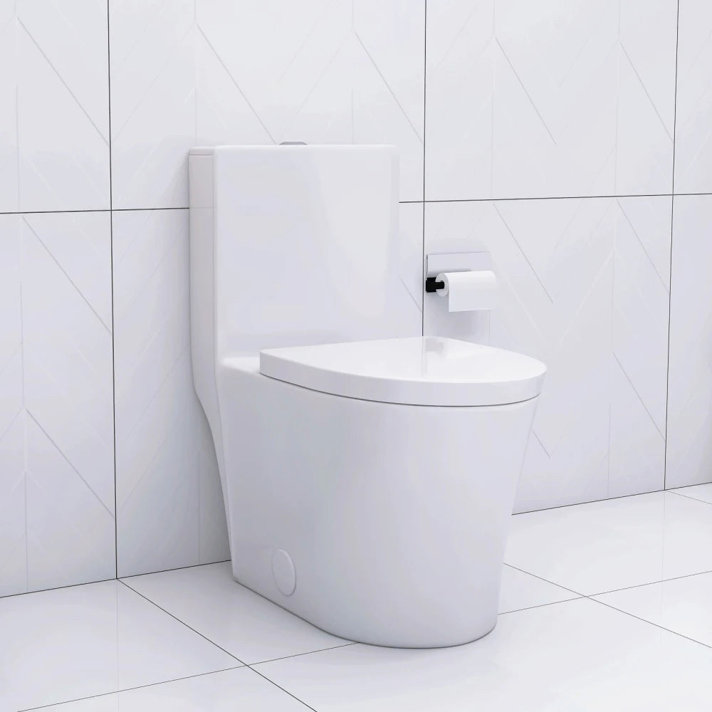 Matte Black Elongated One Piece Toilet Dual Flush 1.1/1.6 GPF Water Saving Map 1000g,Matte Black Ohberri