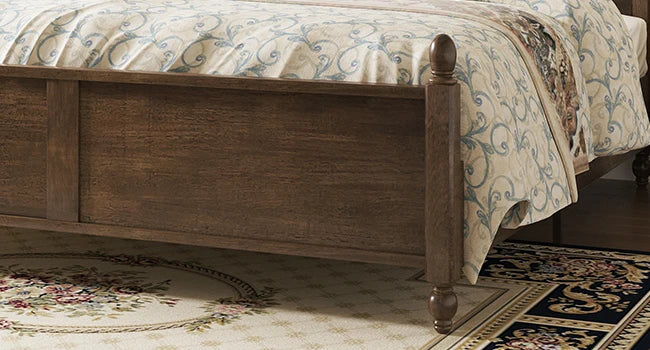 King Size Wood Bed Frame with Upholstered Headboard, Solid Wood Platform Bed with Linen Tufted - Ohberri