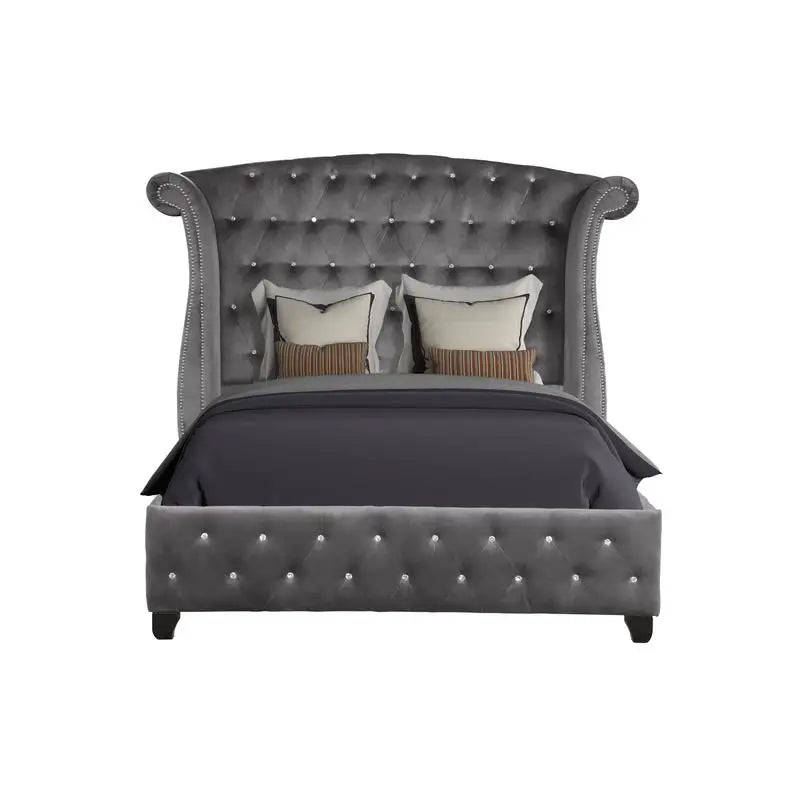 5-Piece Gray Wood Upholstered Bedroom Vanity Set for Stylish Home Decor - Ohberri