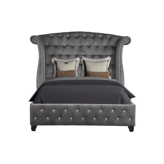 5-Piece Gray Wood Upholstered Bedroom Vanity Set for Stylish Home Decor - Ohberri