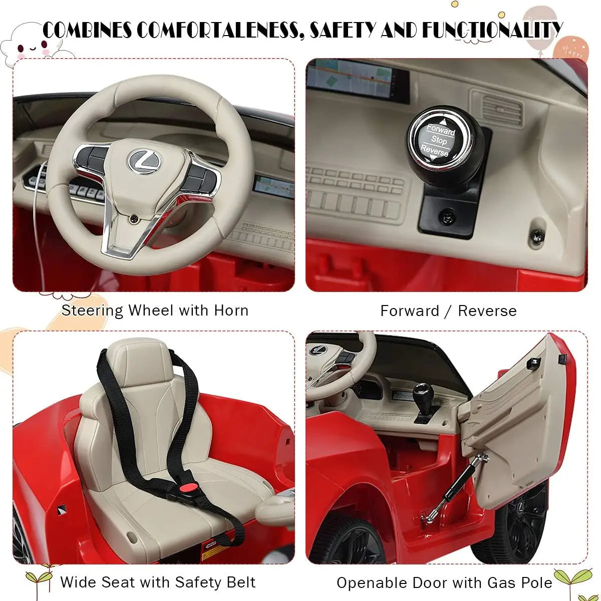 Lexus LC500, 12V Battery Powered Car w/Remote Control - Ohberri