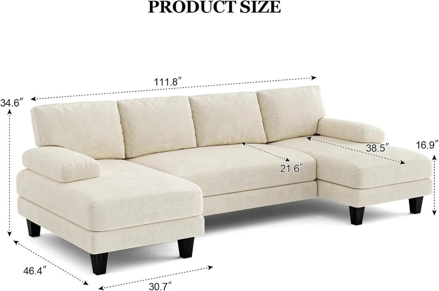 U Shaped Sectional Couches for Living Room - Ohberri