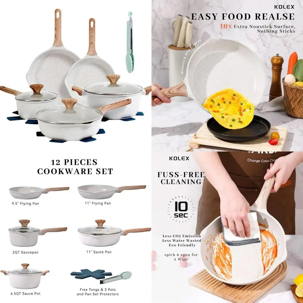 10-Piece Copper Pan Luxury Induction Cookware Set, Non-Stick, 21.5 x 11.5 x 11 Ohberri