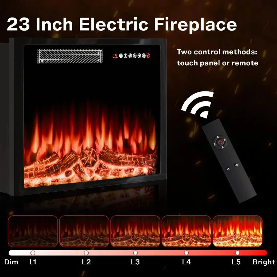 Fireplace TV Stand with 70" TV Stand with LED Lighting Ohberri