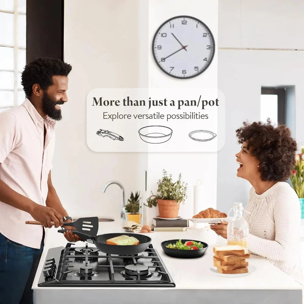 19 Pcs Pots and Pans Set Non Stick Ceramic Cookware Set with Removable Handles Ohberri