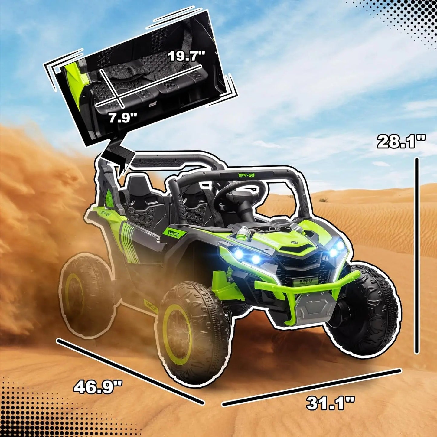 2 Seater Ride on UTV, 24V 7AH Kids Electric Car Ohberri