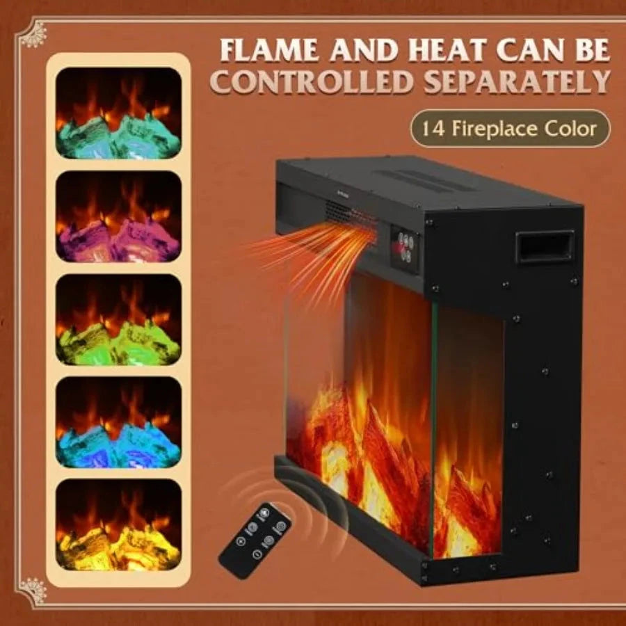 3Sided Glass Electric Fireplace TV Stand for 65 Inch TV Entertainment Center with 14 Flame Colors Adjustable LED Ohberri