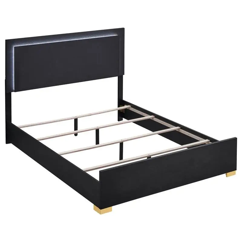 4-Piece LED Twin Bedroom Set in Black with Medial Storage - Ohberri