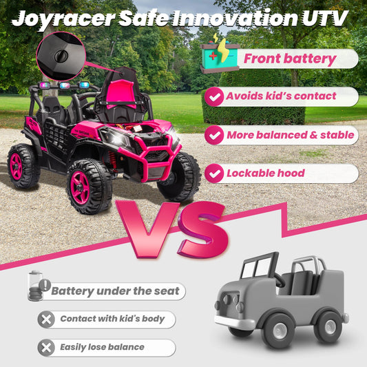 24V XL 2 Seater Ride on Toys Car for Girls, 2WD/4WD Switchable Off-Road UTV Ohberri