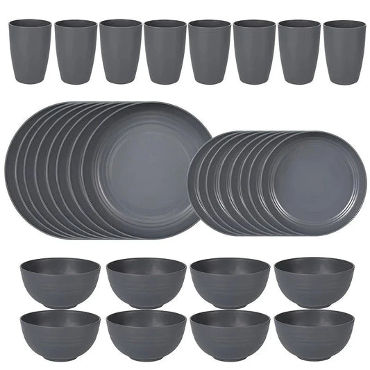 16/32pcs Plastic Tableware Set Ohberri