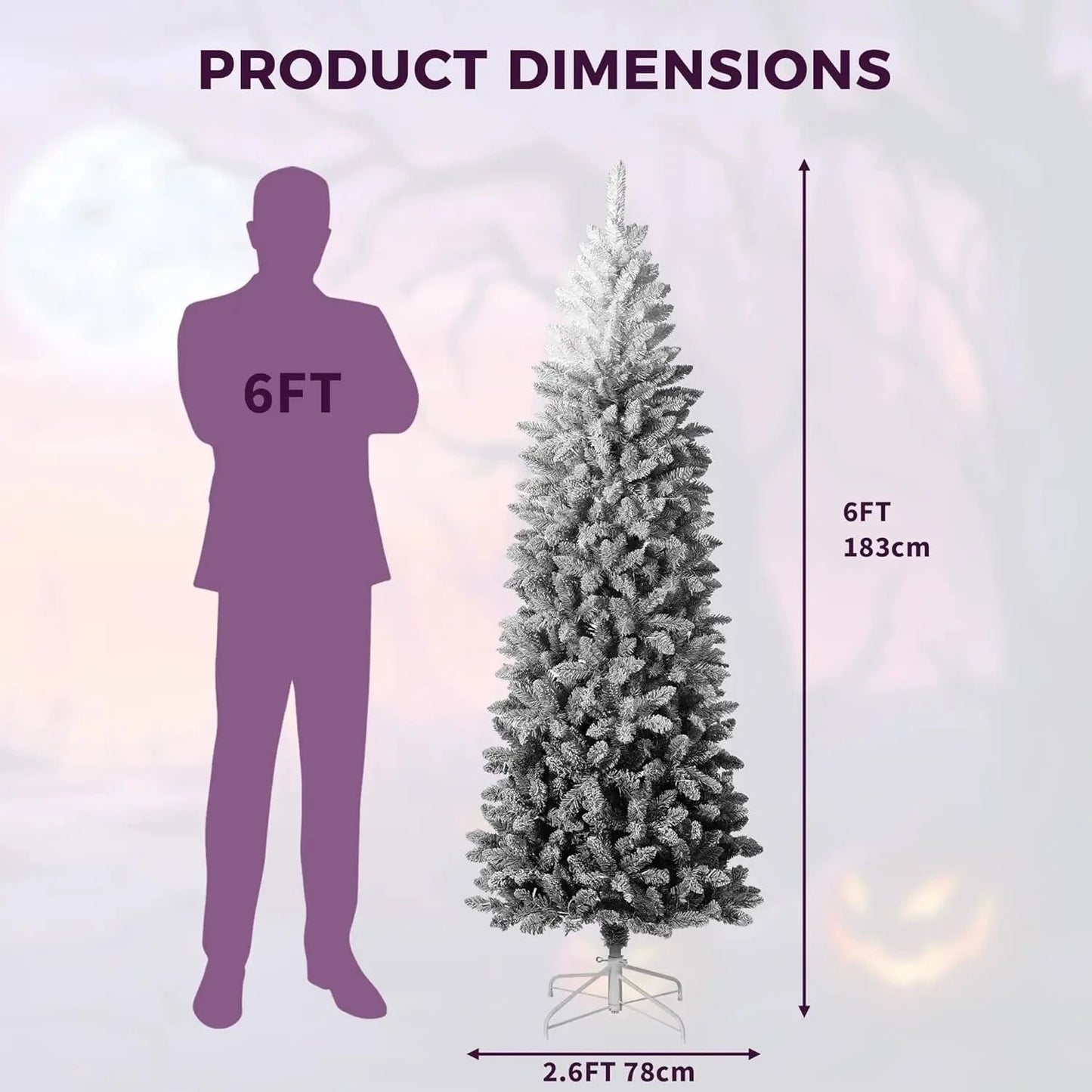 6Ft 7.5FT Prelit Christmas Tree with Lights Slim Artificial Ohberri