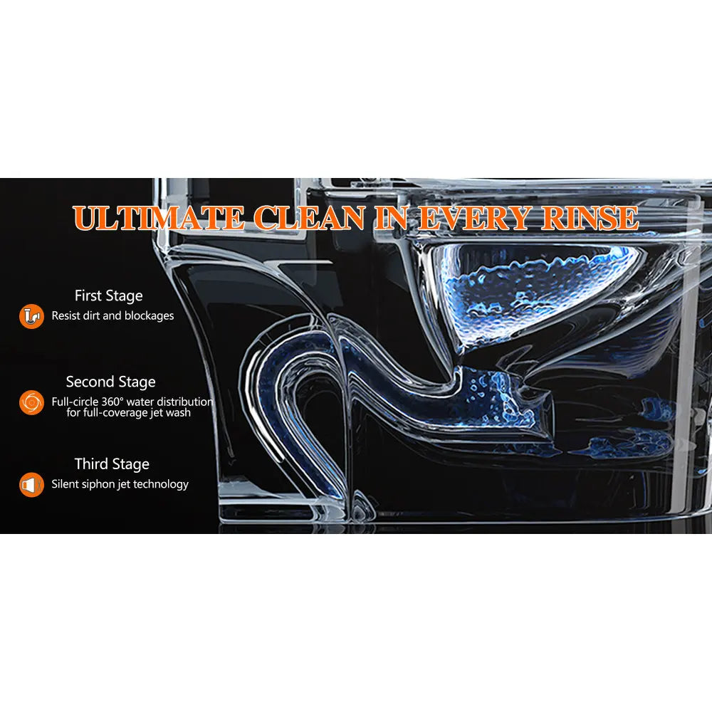1.28 GPF Single-flush One Piece Toilet, Water-Saving Elongated Ohberri