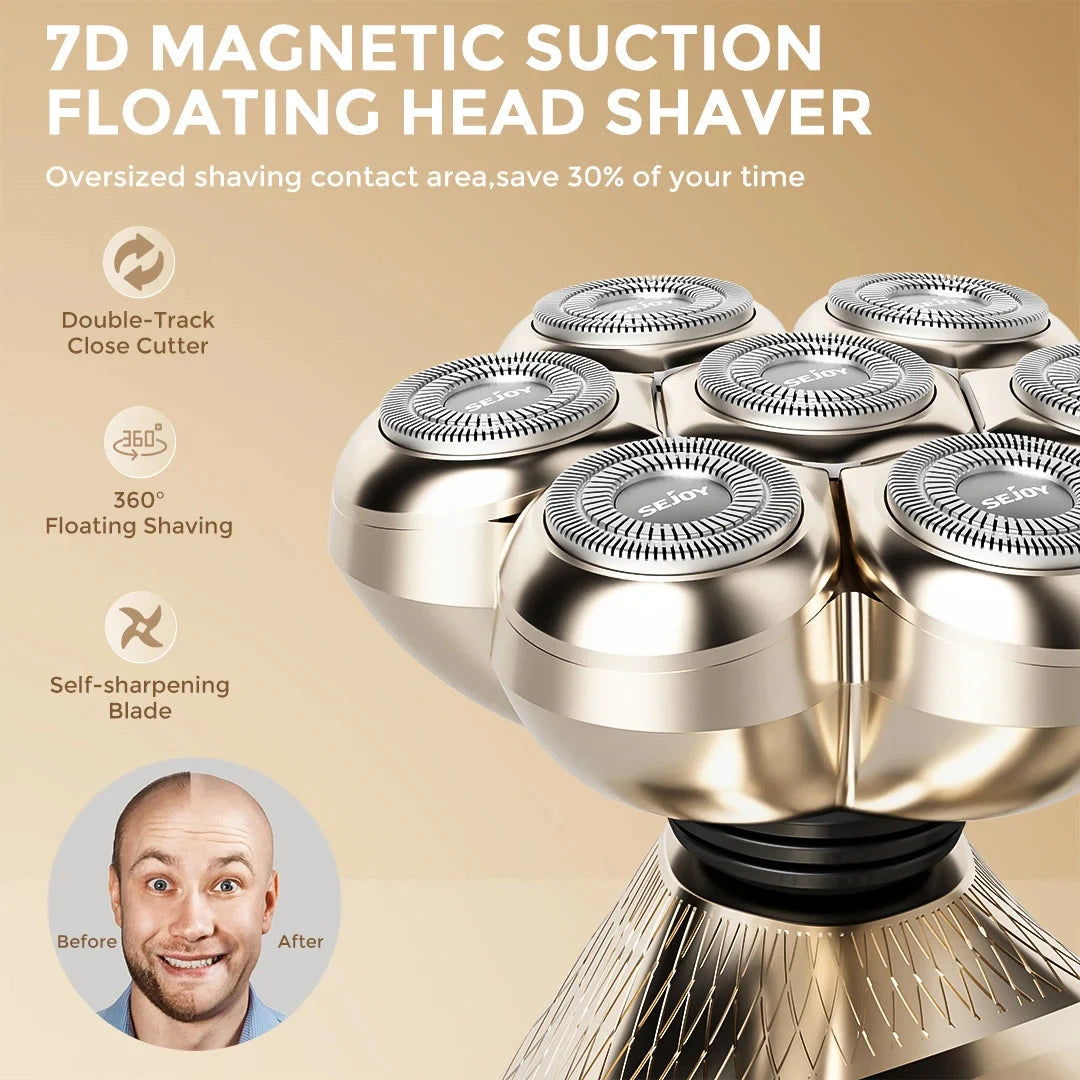 5 In 1 Electric Head Shaver for Bald Men 7D Cordless Razor with Hair Trimmer Multifunctional Ohberri