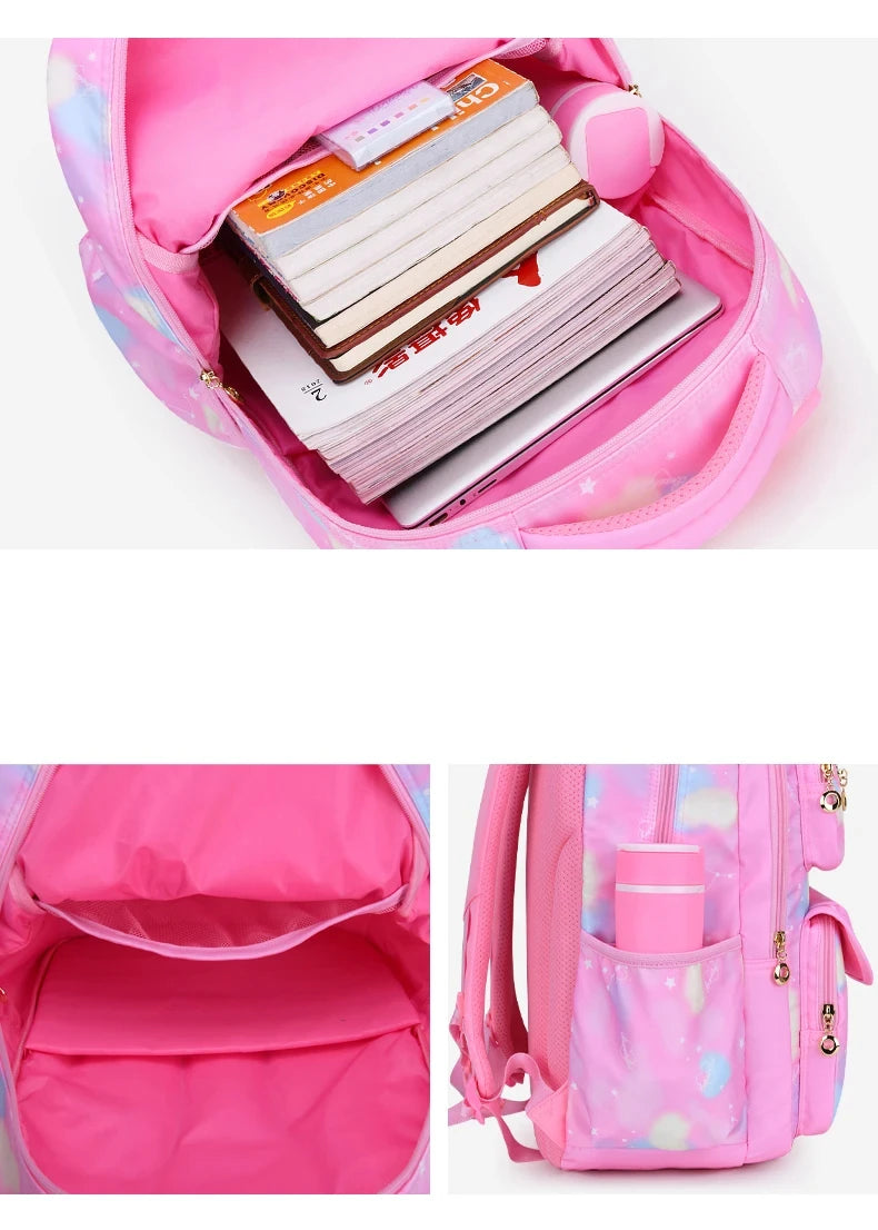 Children Girl Backpack School Bag Pink For Kid Child Teenage Schoolbag Primary Kawaii Cute Waterproof - Ohberri