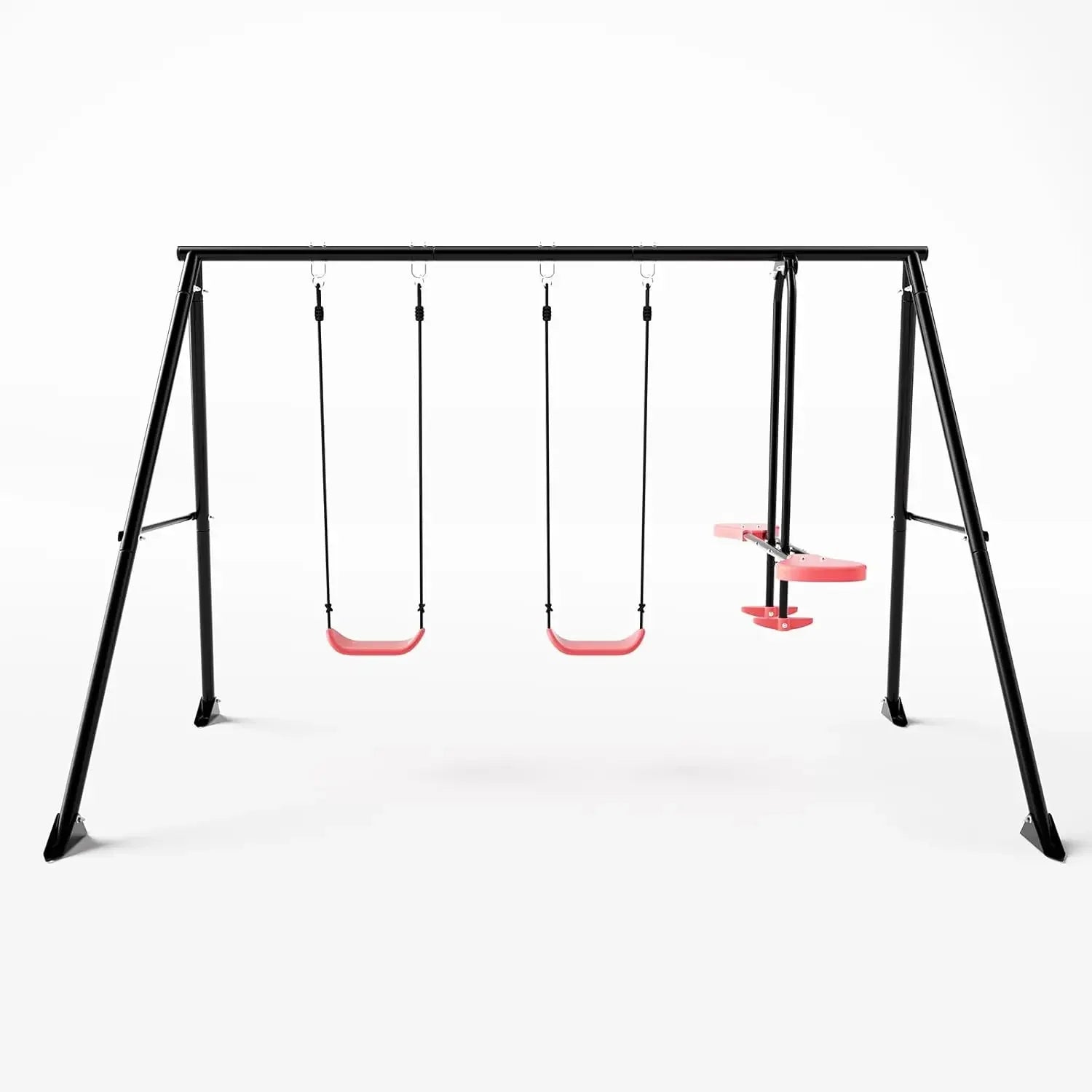 Swing Sets for Backyard with Kids Slide Outdoor Heavy-Duty Metal Playset for Kids 440lbs 5 in 1 Swing Set Ohberri