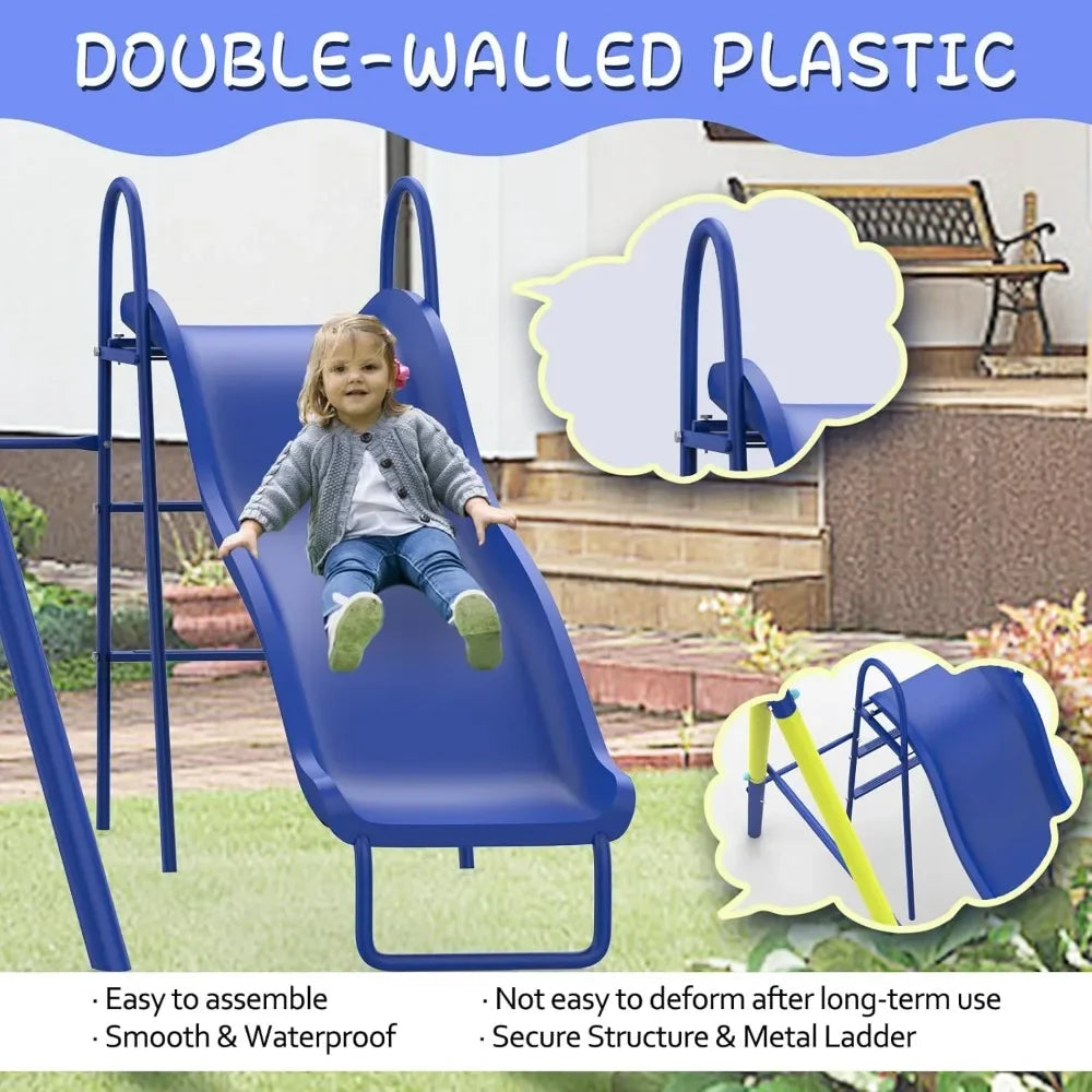 Swing Sets for Backyard with Kids Slide Outdoor Heavy-Duty Metal Playset for Kids 440lbs 5 in 1 Swing Set Ohberri
