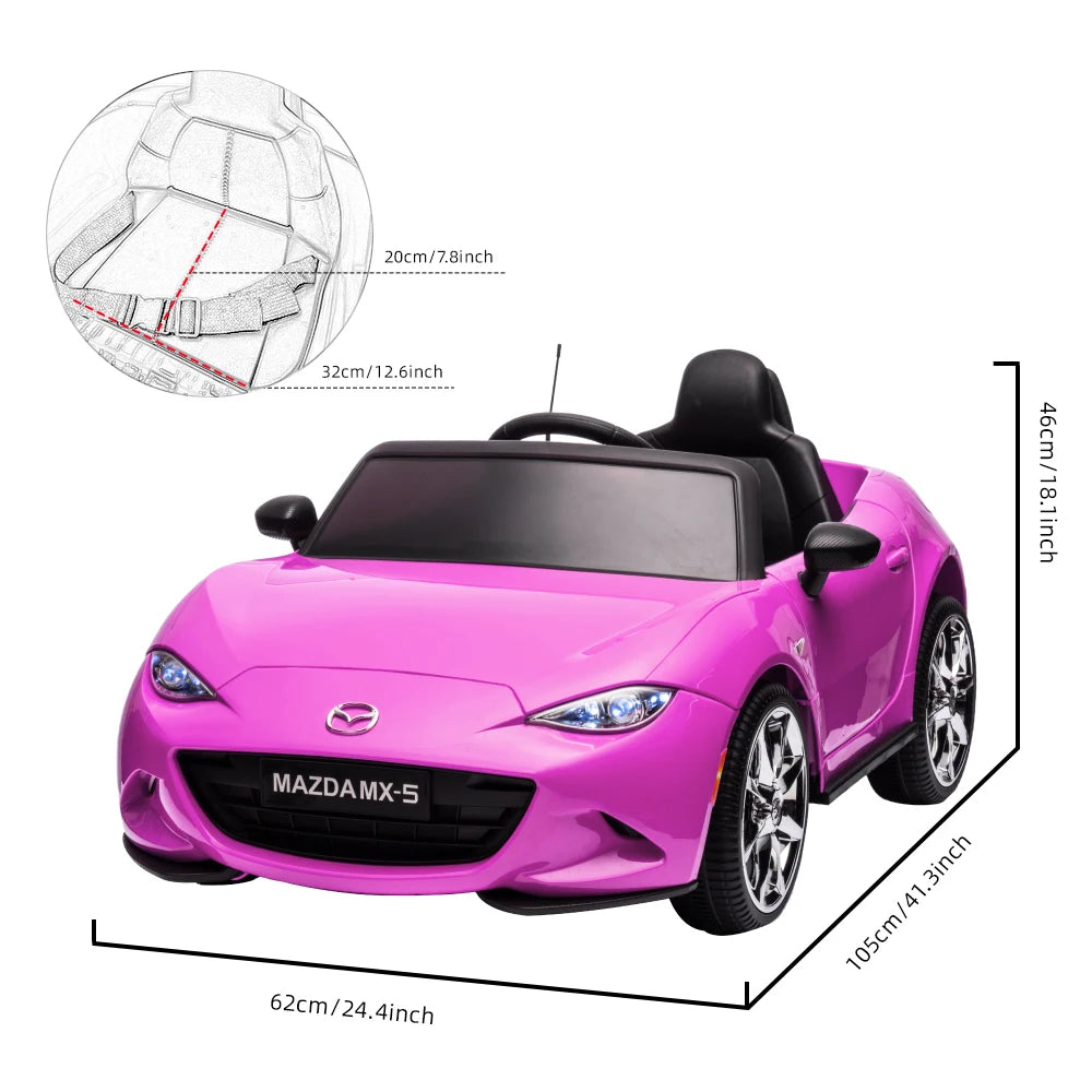 12V Mazda MX-5 Electric Car for Kids with Parent Remote Control, Lights, Music - Ohberri