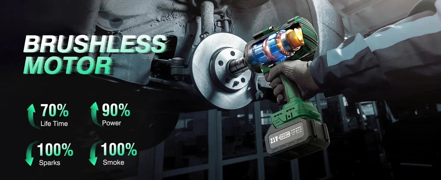 1/2" Cordless Brushless Impact Wrench 1000Nm(738Ft-lbs) w/ 2x5.0Ah Ohberri