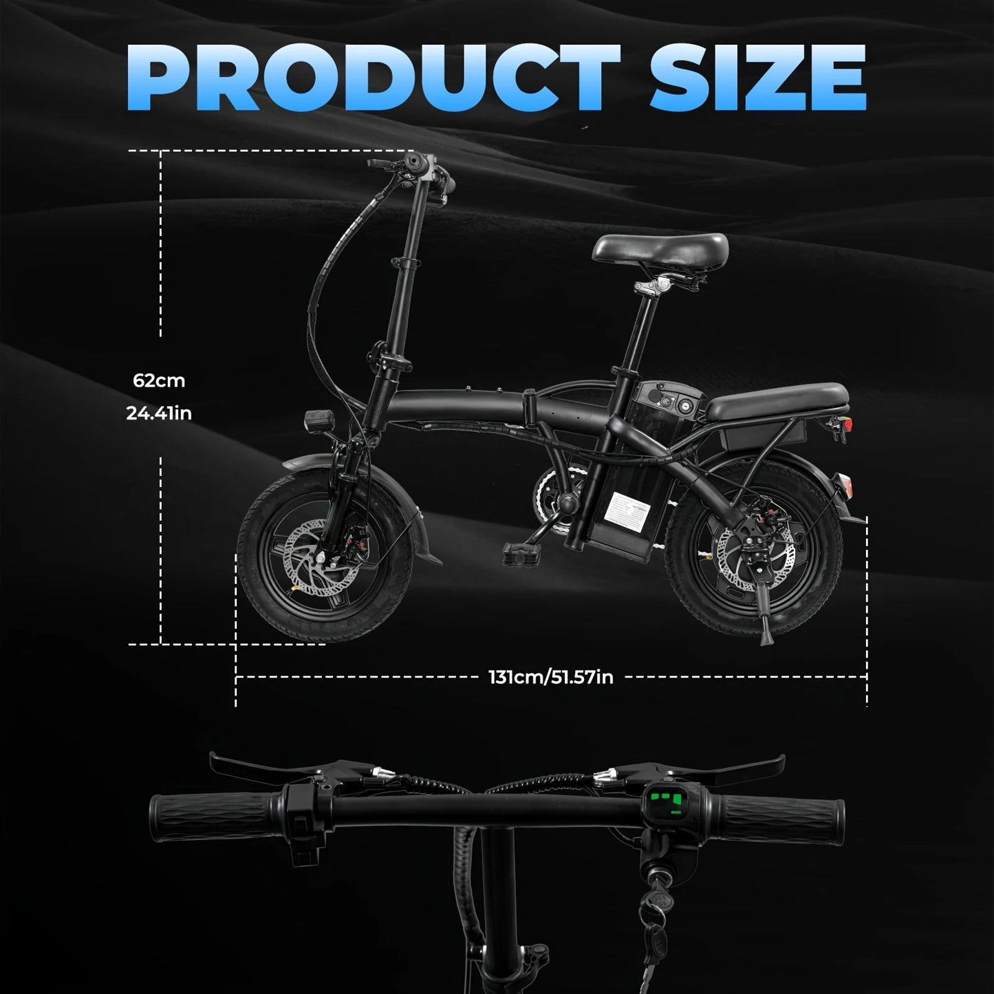 14 inch 500W 24MPH 48V 10Ah battery, 3-level pedal assist - Ohberri