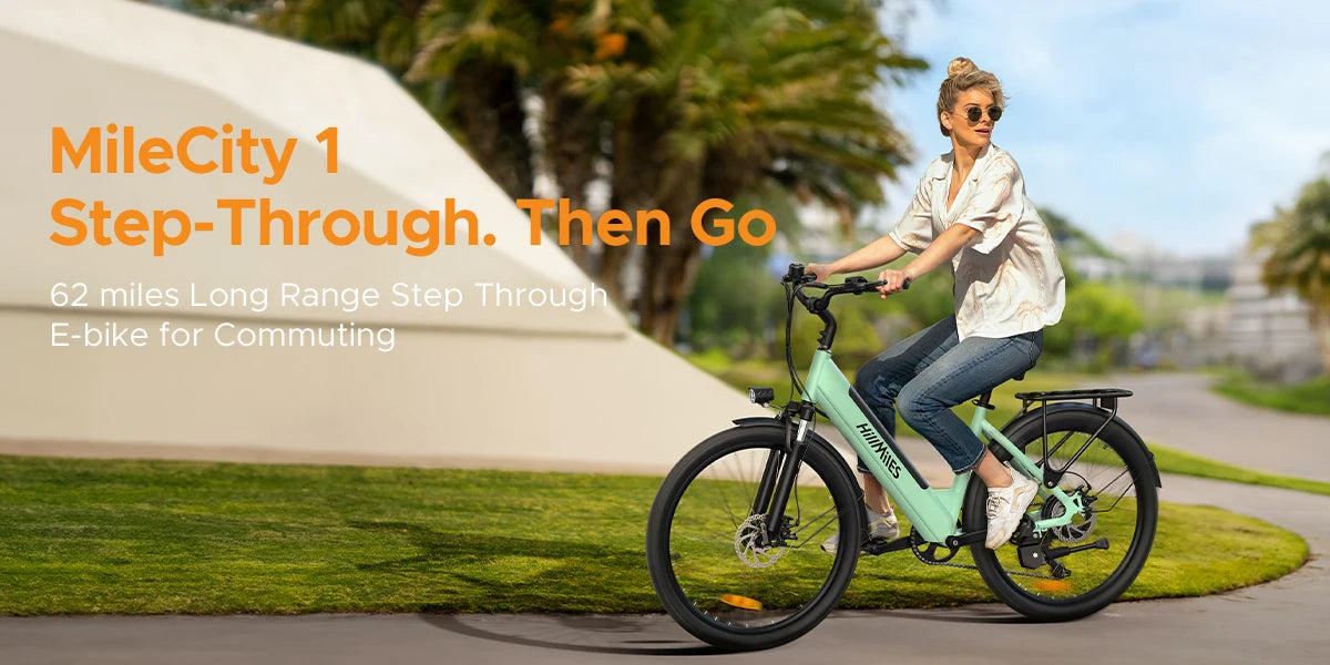 26'' Commuter Electric Bicycle 700W Peak Motor 7 Speed Electric Bike, Green - Ohberri