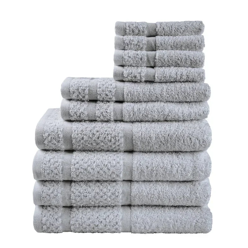 10 Piece Towel Set with Upgraded Softness & Durability, Grey - Ohberri