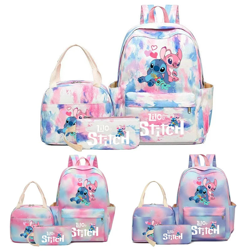 3pcs Stitch Large Capacity Backpack, Cartoon Anime Schoolbag, Kids Girl Travel Commute Knapsack With Lunch Bag And Pencil Case - Ohberri