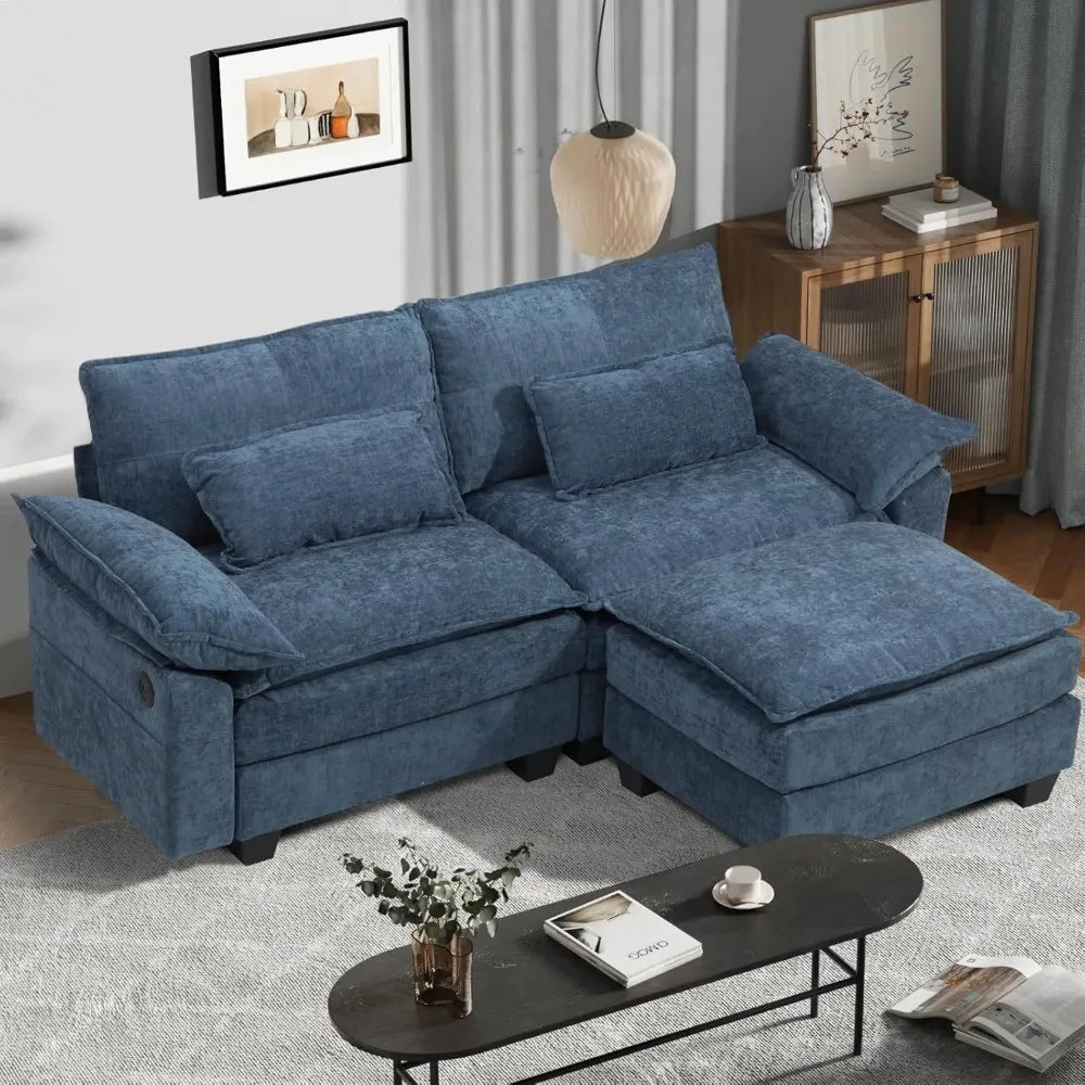 Cloud Couch Sectional with USB, Movable Ottoman, 3-Layer, Modern - Ohberri